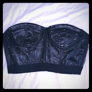 Faux Leather Studded Bustier